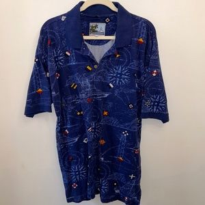 Aftco Nautical Print Unique Polo 100% Cotton  XL